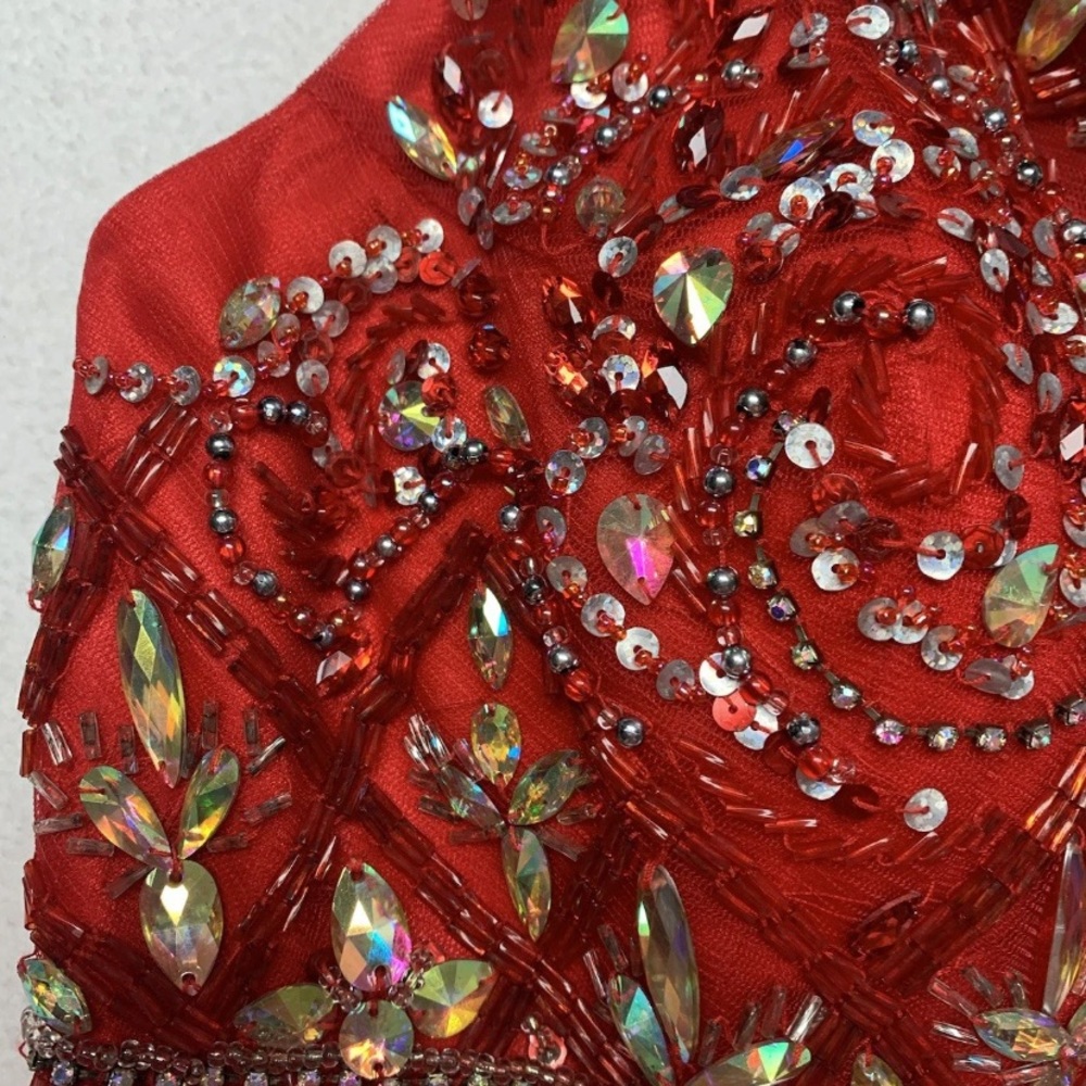 Sherri Hill Red Two-Piece 
Beaded Prom Gown-Size 6 - Picture 8 of 15